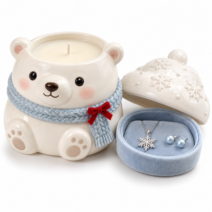 Polar Bear Snowflake Jewelry Christmas Candle