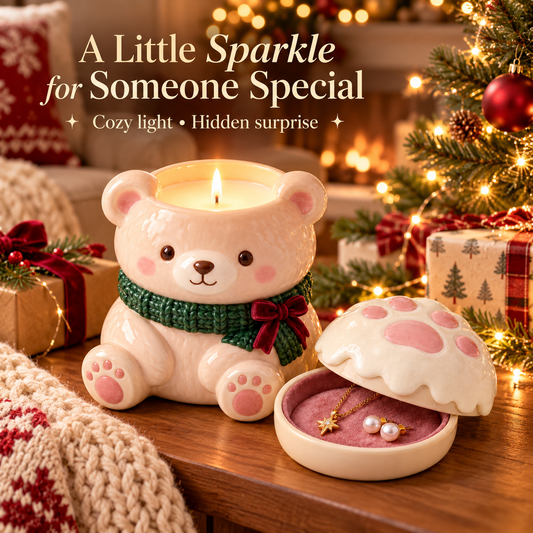 Cute Teddy Bear Jewelry Christmas Candle