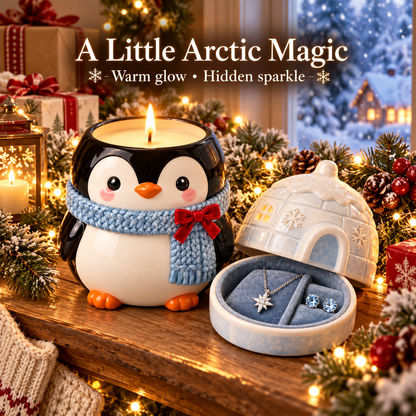 Penguin Igloo Jewelry Christmas Candle