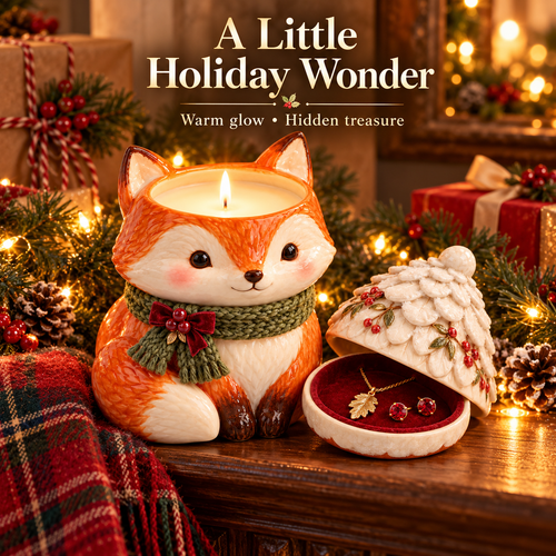 Fox Pinecone Jewelry Christmas Candle
