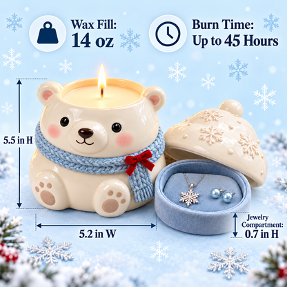 Polar Bear Snowflake Jewelry Christmas Candle