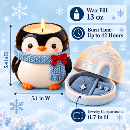 Penguin Igloo Jewelry Christmas Candle