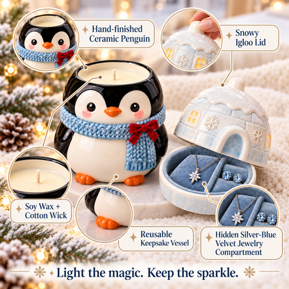 Penguin Igloo Jewelry Christmas Candle