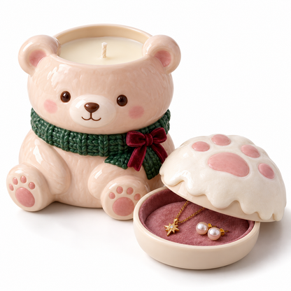 Cute Teddy Bear Jewelry Christmas Candle